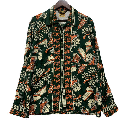【中古品】【メンズ】 JUMPIN JACK'S ジャンピンジャックス GROOVIN HIGH グルービン ハイ 光龍 RAYON OPEN COLLAR LS SHIRT レーヨン オープン カラー ロングスリーブ シャツ トップス 長袖 145-260819-cs-01-izu サイズ：L カラー：グリーン 万代Net店