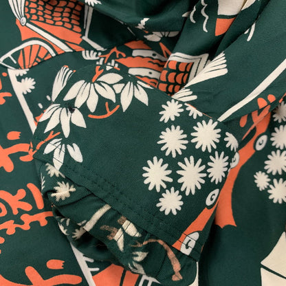 【中古品】【メンズ】 JUMPIN JACK'S ジャンピンジャックス GROOVIN HIGH グルービン ハイ 光龍 RAYON OPEN COLLAR LS SHIRT レーヨン オープン カラー ロングスリーブ シャツ トップス 長袖 145-260819-cs-01-izu サイズ：L カラー：グリーン 万代Net店