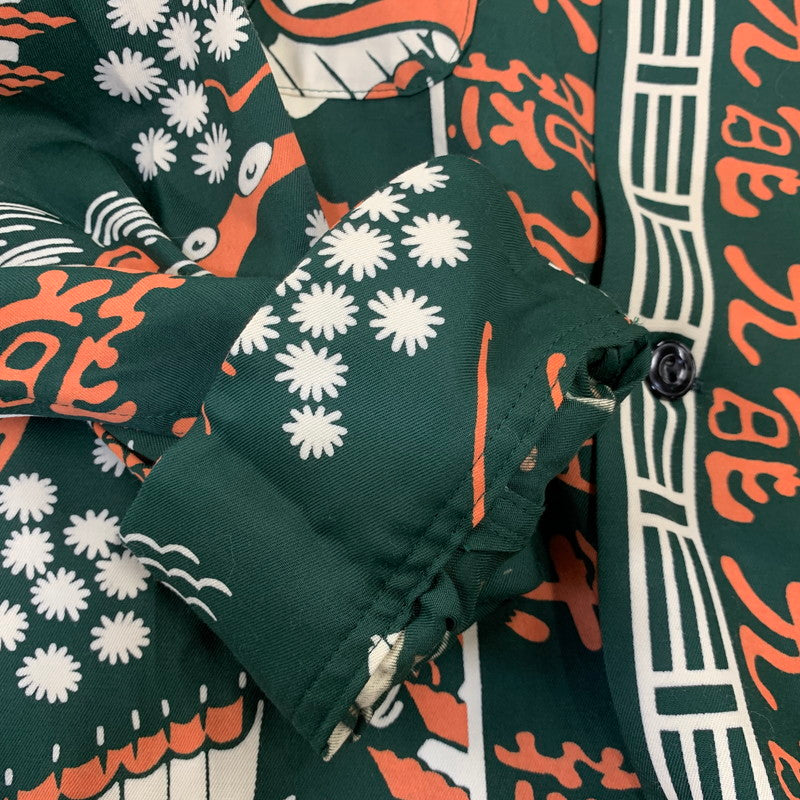 【中古品】【メンズ】 JUMPIN JACK'S ジャンピンジャックス GROOVIN HIGH グルービン ハイ 光龍 RAYON OPEN COLLAR LS SHIRT レーヨン オープン カラー ロングスリーブ シャツ トップス 長袖 145-260819-cs-01-izu サイズ：L カラー：グリーン 万代Net店