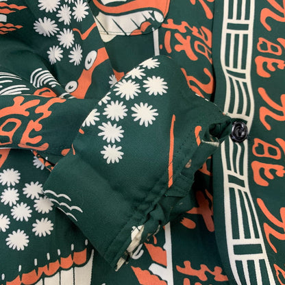 【中古品】【メンズ】 JUMPIN JACK'S ジャンピンジャックス GROOVIN HIGH グルービン ハイ 光龍 RAYON OPEN COLLAR LS SHIRT レーヨン オープン カラー ロングスリーブ シャツ トップス 長袖 145-260819-cs-01-izu サイズ：L カラー：グリーン 万代Net店