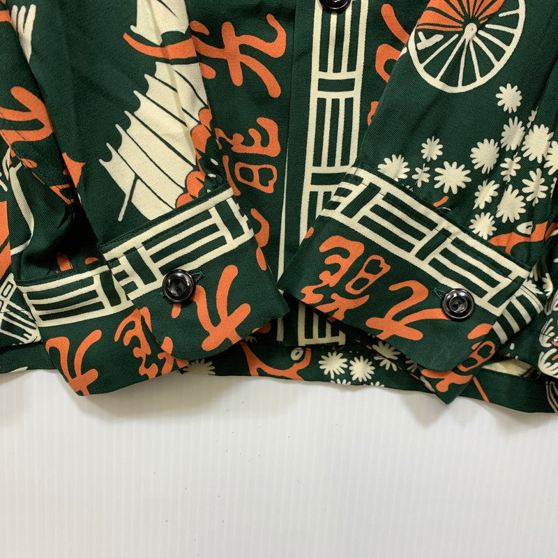 【中古品】【メンズ】 JUMPIN JACK'S ジャンピンジャックス GROOVIN HIGH グルービン ハイ 光龍 RAYON OPEN COLLAR LS SHIRT レーヨン オープン カラー ロングスリーブ シャツ トップス 長袖 145-260819-cs-01-izu サイズ：L カラー：グリーン 万代Net店