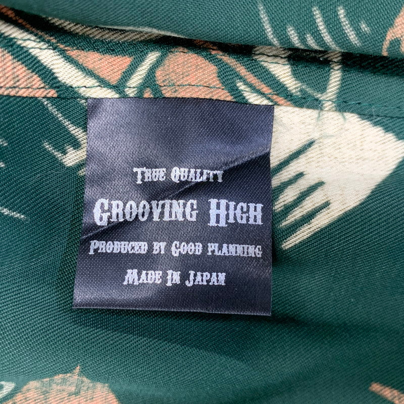 【中古品】【メンズ】 JUMPIN JACK'S ジャンピンジャックス GROOVIN HIGH グルービン ハイ 光龍 RAYON OPEN COLLAR LS SHIRT レーヨン オープン カラー ロングスリーブ シャツ トップス 長袖 145-260819-cs-01-izu サイズ：L カラー：グリーン 万代Net店