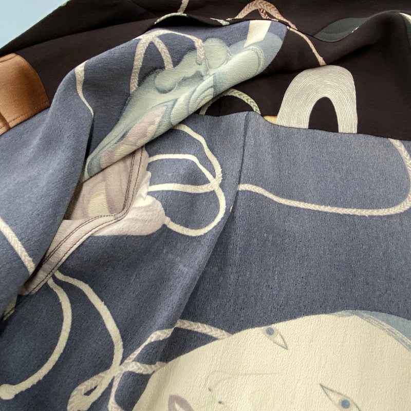【中古品】【メンズ】 SUN SURF サンサーフ -SPECIAL EDITION- SS36653 2014年製 NOH MASK RAYON OPEN COLLAR SS SHIRT 能面 レーヨン オープン カラー ショートスリーブ シャツ トップス 半袖 145-260821-cs-07-izu サイズ：L カラー：ブラウン 万代Net店