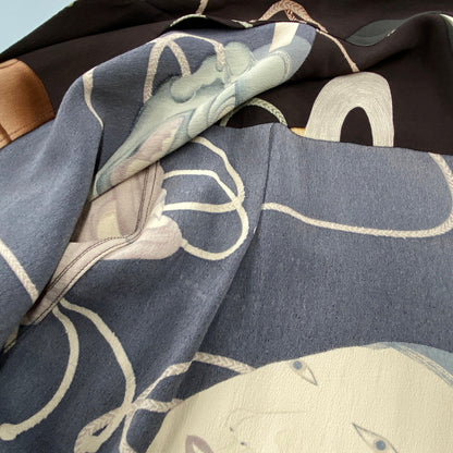 【中古品】【メンズ】 SUN SURF サンサーフ -SPECIAL EDITION- SS36653 2014年製 NOH MASK RAYON OPEN COLLAR SS SHIRT 能面 レーヨン オープン カラー ショートスリーブ シャツ トップス 半袖 145-260821-cs-07-izu サイズ：L カラー：ブラウン 万代Net店
