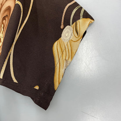 【中古品】【メンズ】 SUN SURF サンサーフ -SPECIAL EDITION- SS36653 2014年製 NOH MASK RAYON OPEN COLLAR SS SHIRT 能面 レーヨン オープン カラー ショートスリーブ シャツ トップス 半袖 145-260821-cs-07-izu サイズ：L カラー：ブラウン 万代Net店