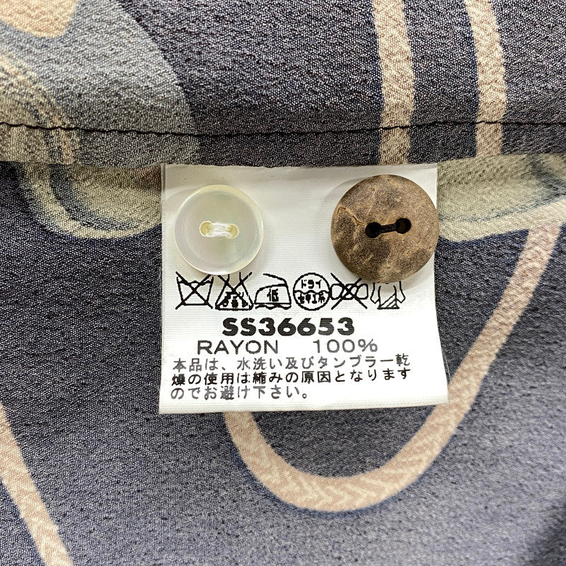 【中古品】【メンズ】 SUN SURF サンサーフ -SPECIAL EDITION- SS36653 2014年製 NOH MASK RAYON OPEN COLLAR SS SHIRT 能面 レーヨン オープン カラー ショートスリーブ シャツ トップス 半袖 145-260821-cs-07-izu サイズ：L カラー：ブラウン 万代Net店