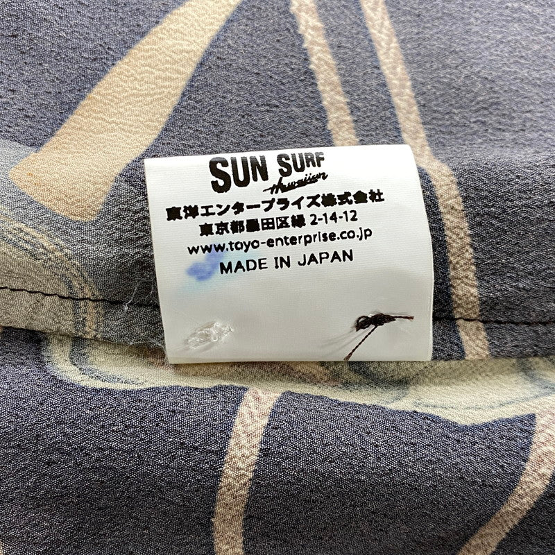 【中古品】【メンズ】 SUN SURF サンサーフ -SPECIAL EDITION- SS36653 2014年製 NOH MASK RAYON OPEN COLLAR SS SHIRT 能面 レーヨン オープン カラー ショートスリーブ シャツ トップス 半袖 145-260821-cs-07-izu サイズ：L カラー：ブラウン 万代Net店