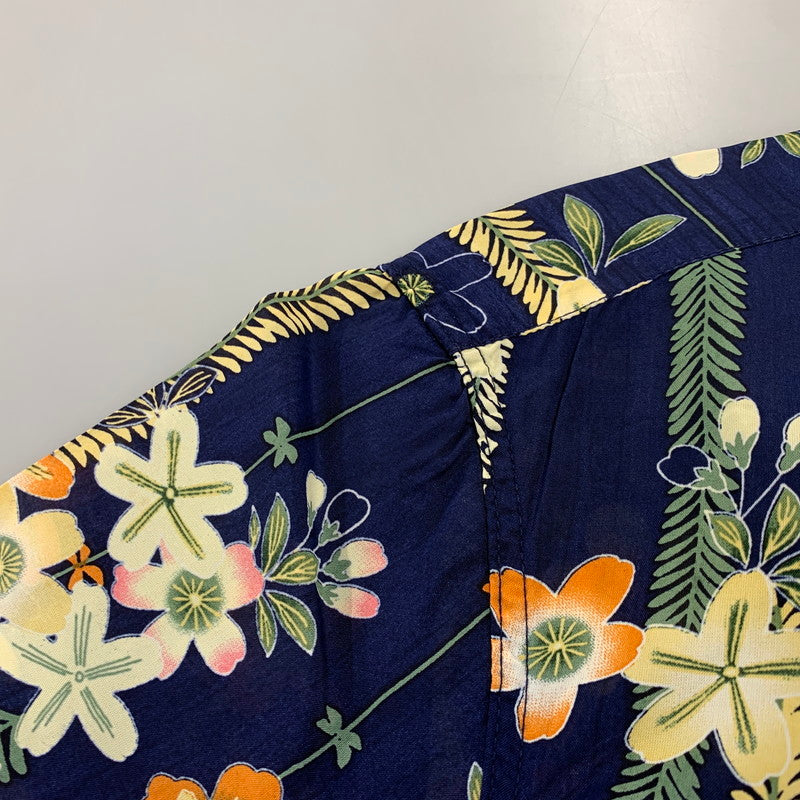 【中古品】【メンズ】 THE FLAT HEAD ザフラットヘッド RAYON OPEN COLLAR SS SHIRT レーヨン オープン カラー ショートスリーブ シャツ トップス 145-260831-kh-02-izu サイズ：40 カラー：ネイビー系 万代Net店