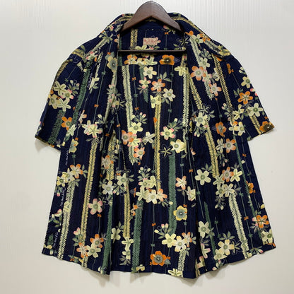 【中古品】【メンズ】 THE FLAT HEAD ザフラットヘッド RAYON OPEN COLLAR SS SHIRT レーヨン オープン カラー ショートスリーブ シャツ トップス 145-260831-kh-02-izu サイズ：40 カラー：ネイビー系 万代Net店