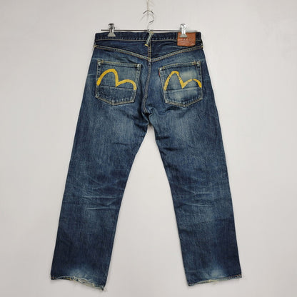 【中古品】【メンズ】 EVISU エヴィス NO.2 KAMOME PAINT DENIM PANTS LOT.2000 カモメペイント デニムパンツ ジーンズ 156-260822-as-04-izu サイズ：34×35 カラー：インディゴ 万代Net店