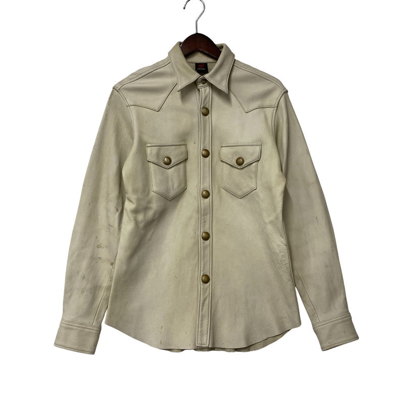 【現状渡し品】【メンズ】 RED MOON レッドムーン DEER SKIN LEATHER WESTERN SHIRT JACKET ディア スキン レザー ウエスタン シャツ ジャケット アウター 145-260821-cs-13-izu サイズ：M カラー：ホワイト系 万代Net店