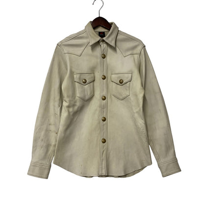 【現状渡し品】【メンズ】 RED MOON レッドムーン DEER SKIN LEATHER WESTERN SHIRT JACKET ディア スキン レザー ウエスタン シャツ ジャケット アウター 145-260821-cs-13-izu サイズ：M カラー：ホワイト系 万代Net店