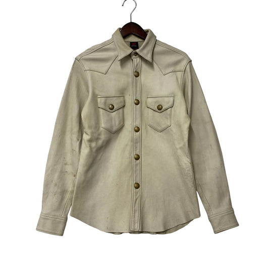 【現状渡し品】【メンズ】 RED MOON レッドムーン DEER SKIN LEATHER WESTERN SHIRT JACKET ディア スキン レザー ウエスタン シャツ ジャケット アウター 145-260821-cs-13-izu サイズ：M カラー：ホワイト系 万代Net店