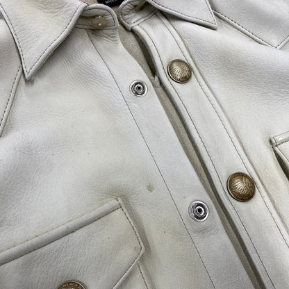【現状渡し品】【メンズ】 RED MOON レッドムーン DEER SKIN LEATHER WESTERN SHIRT JACKET ディア スキン レザー ウエスタン シャツ ジャケット アウター 145-260821-cs-13-izu サイズ：M カラー：ホワイト系 万代Net店