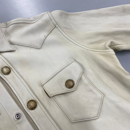 【現状渡し品】【メンズ】 RED MOON レッドムーン DEER SKIN LEATHER WESTERN SHIRT JACKET ディア スキン レザー ウエスタン シャツ ジャケット アウター 145-260821-cs-13-izu サイズ：M カラー：ホワイト系 万代Net店