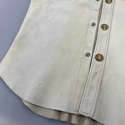 【現状渡し品】【メンズ】 RED MOON レッドムーン DEER SKIN LEATHER WESTERN SHIRT JACKET ディア スキン レザー ウエスタン シャツ ジャケット アウター 145-260821-cs-13-izu サイズ：M カラー：ホワイト系 万代Net店