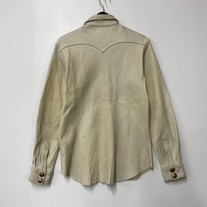 【現状渡し品】【メンズ】 RED MOON レッドムーン DEER SKIN LEATHER WESTERN SHIRT JACKET ディア スキン レザー ウエスタン シャツ ジャケット アウター 145-260821-cs-13-izu サイズ：M カラー：ホワイト系 万代Net店