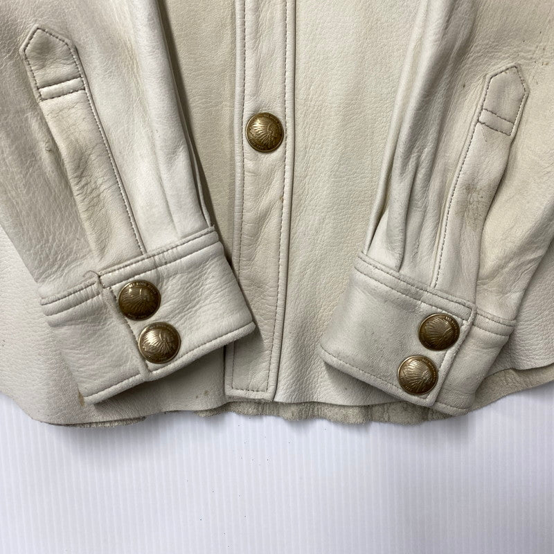 【現状渡し品】【メンズ】 RED MOON レッドムーン DEER SKIN LEATHER WESTERN SHIRT JACKET ディア スキン レザー ウエスタン シャツ ジャケット アウター 145-260821-cs-13-izu サイズ：M カラー：ホワイト系 万代Net店