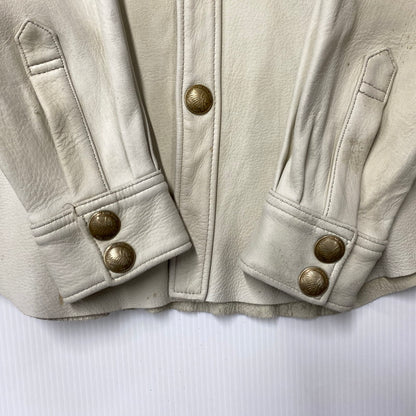 【現状渡し品】【メンズ】 RED MOON レッドムーン DEER SKIN LEATHER WESTERN SHIRT JACKET ディア スキン レザー ウエスタン シャツ ジャケット アウター 145-260821-cs-13-izu サイズ：M カラー：ホワイト系 万代Net店