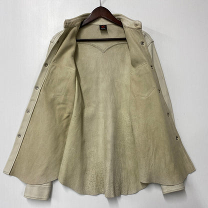 【現状渡し品】【メンズ】 RED MOON レッドムーン DEER SKIN LEATHER WESTERN SHIRT JACKET ディア スキン レザー ウエスタン シャツ ジャケット アウター 145-260821-cs-13-izu サイズ：M カラー：ホワイト系 万代Net店