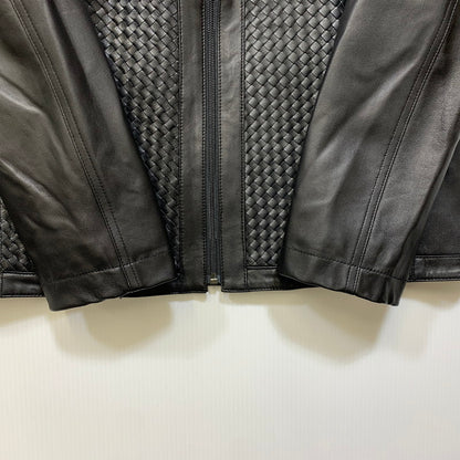 【中古品】【メンズ】 BARASSI バラシ INTRECCIATO ZIPUP LEATHER JACKET 1150-3082 イントレチャート ジップアップ レザージャケット 141-260830-as-13-izu サイズ：46 カラー：ブラック 万代Net店