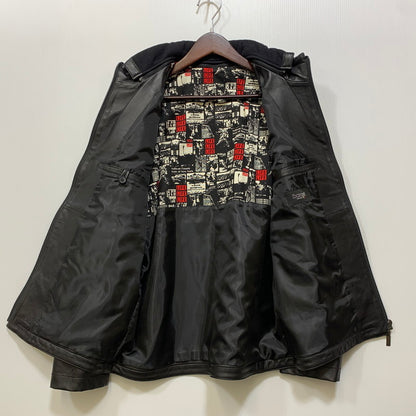 【中古品】【メンズ】 BARASSI バラシ INTRECCIATO ZIPUP LEATHER JACKET 1150-3082 イントレチャート ジップアップ レザージャケット 141-260830-as-13-izu サイズ：46 カラー：ブラック 万代Net店