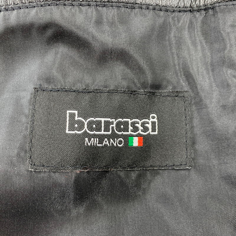 【中古品】【メンズ】 BARASSI バラシ INTRECCIATO ZIPUP LEATHER JACKET 1150-3082 イントレチャート ジップアップ レザージャケット 141-260830-as-13-izu サイズ：46 カラー：ブラック 万代Net店