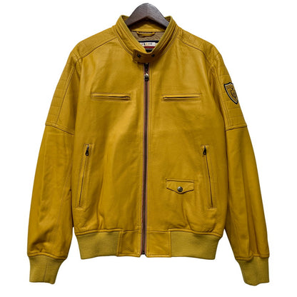 【中古品】【メンズ】 VAGIIE バジエ LEATHER RIDERS JACKET 2120-3006 レザーライダースジャケット 147-260830-as-14-izu サイズ：46 カラー：イエロー 万代Net店