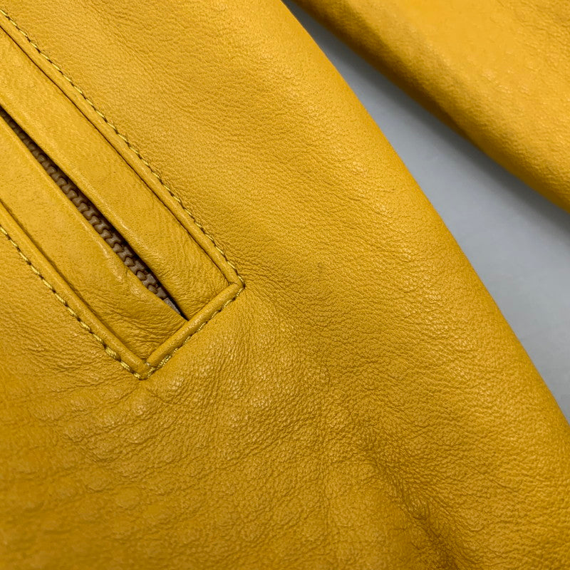 【中古品】【メンズ】 VAGIIE バジエ LEATHER RIDERS JACKET 2120-3006 レザーライダースジャケット 147-260830-as-14-izu サイズ：46 カラー：イエロー 万代Net店