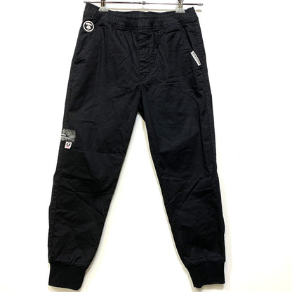 【中古品】【メンズ】 AAPE BY A BATHING APE エーエイプ バイ アベイシングエイプ AAPPTM6945XXN MOONFACE LOGO WOVEN PANTS ムーンフェイス ロゴ ウーブン パンツ 153-260831-kh-03-izu サイズ：S カラー：ブラック 万代Net店