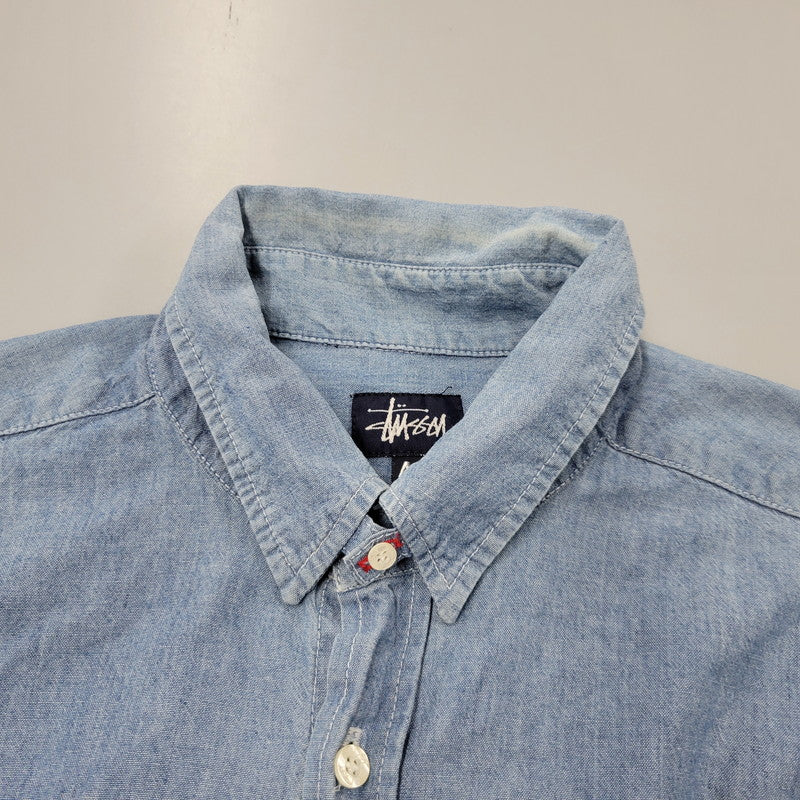 【中古品】【メンズ】 OLD STUSSY オールド ステューシー USA製 CHAMBRAY LS SHIRT シャンブレー ロングスリーブ シャツ トップス 142-260822-kh-02-izu サイズ：M カラー：ライトブルー 万代Net店