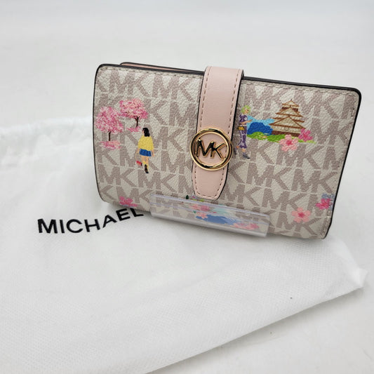【中古品】【レディース】 Michael Kors マイケルコース GREENWICH 35S6GGRE8I グリニッチ タブ ジップアラウンド ウォレット ミディアム MKシグネチャー 財布 200-260830-as-01-izu カラー：ホワイト×ピンク 万代Net店