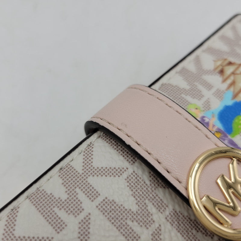 【中古品】【レディース】 Michael Kors マイケルコース GREENWICH 35S6GGRE8I グリニッチ タブ ジップアラウンド ウォレット ミディアム MKシグネチャー 財布 200-260830-as-01-izu カラー：ホワイト×ピンク 万代Net店
