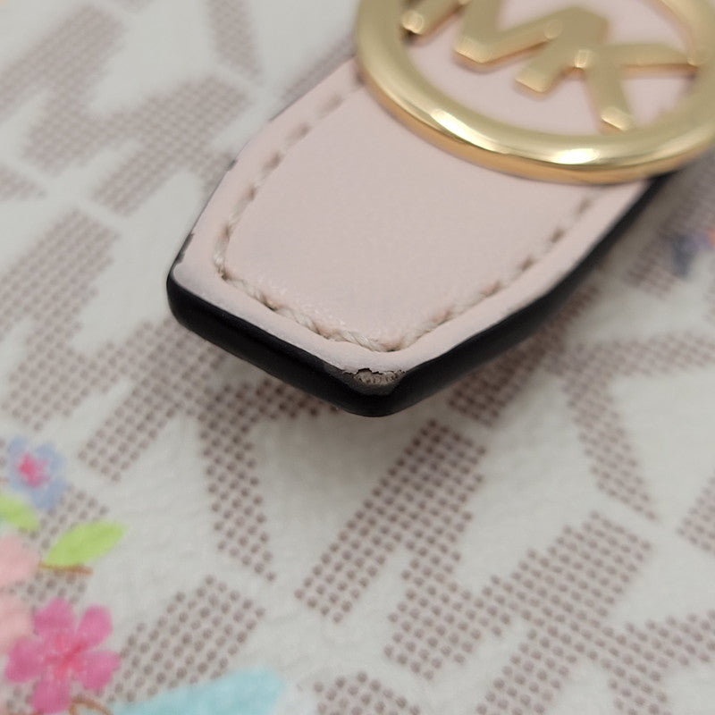【中古品】【レディース】 Michael Kors マイケルコース GREENWICH 35S6GGRE8I グリニッチ タブ ジップアラウンド ウォレット ミディアム MKシグネチャー 財布 200-260830-as-01-izu カラー：ホワイト×ピンク 万代Net店