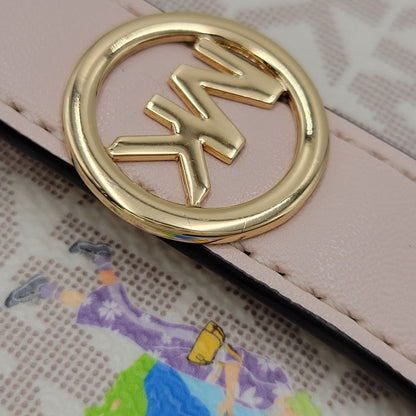 【中古品】【レディース】 Michael Kors マイケルコース GREENWICH 35S6GGRE8I グリニッチ タブ ジップアラウンド ウォレット ミディアム MKシグネチャー 財布 200-260830-as-01-izu カラー：ホワイト×ピンク 万代Net店