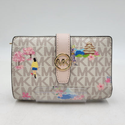 【中古品】【レディース】 Michael Kors マイケルコース GREENWICH 35S6GGRE8I グリニッチ タブ ジップアラウンド ウォレット ミディアム MKシグネチャー 財布 200-260830-as-01-izu カラー：ホワイト×ピンク 万代Net店