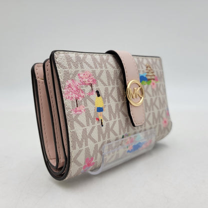 【中古品】【レディース】 Michael Kors マイケルコース GREENWICH 35S6GGRE8I グリニッチ タブ ジップアラウンド ウォレット ミディアム MKシグネチャー 財布 200-260830-as-01-izu カラー：ホワイト×ピンク 万代Net店