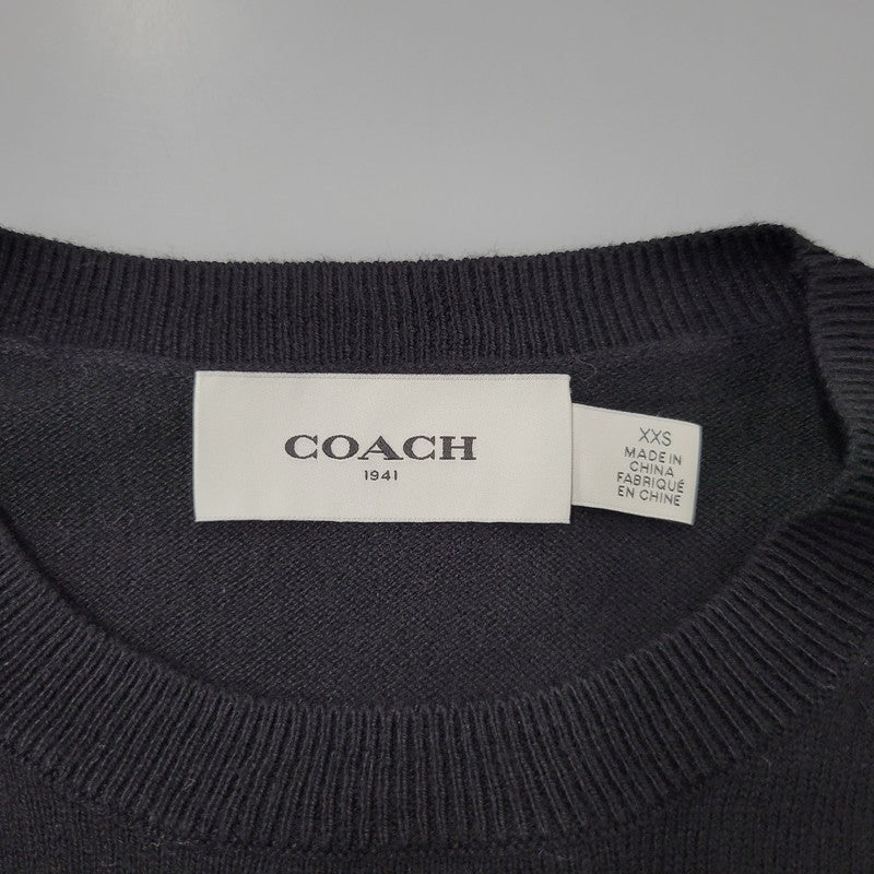 【中古品】【メンズ】 COACH コーチ WOOL KNIT SHIRT 58895U ウール ニット 141-260903-as-07-izu サイズ：XXS カラー：ブラック 万代Net店