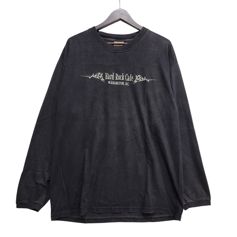 【中古品】【メンズ】 HARD ROCK CAFE ハードロックカフェ USA製 TRIBAL LOGO L S TEE トライバル ロゴ ロングスリーブ Tシャツ トップス 長袖 146-260906-ya-08-izu サイズ：L カラー：ブラック 万代Net店