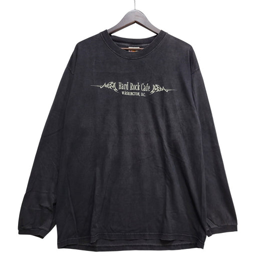 【中古品】【メンズ】 HARD ROCK CAFE ハードロックカフェ USA製 TRIBAL LOGO L S TEE トライバル ロゴ ロングスリーブ Tシャツ トップス 長袖 146-260906-ya-08-izu サイズ：L カラー：ブラック 万代Net店