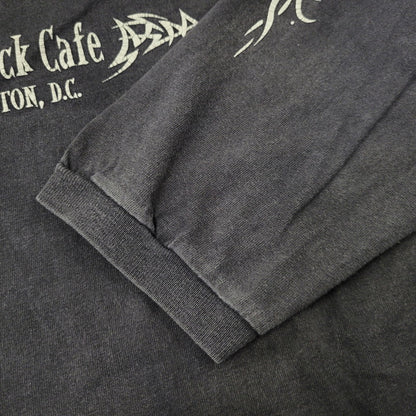 【中古品】【メンズ】 HARD ROCK CAFE ハードロックカフェ USA製 TRIBAL LOGO L S TEE トライバル ロゴ ロングスリーブ Tシャツ トップス 長袖 146-260906-ya-08-izu サイズ：L カラー：ブラック 万代Net店