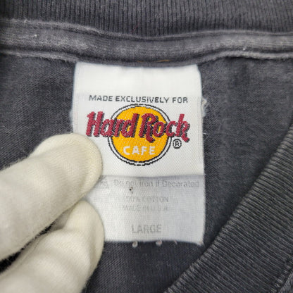 【中古品】【メンズ】 HARD ROCK CAFE ハードロックカフェ USA製 TRIBAL LOGO L S TEE トライバル ロゴ ロングスリーブ Tシャツ トップス 長袖 146-260906-ya-08-izu サイズ：L カラー：ブラック 万代Net店