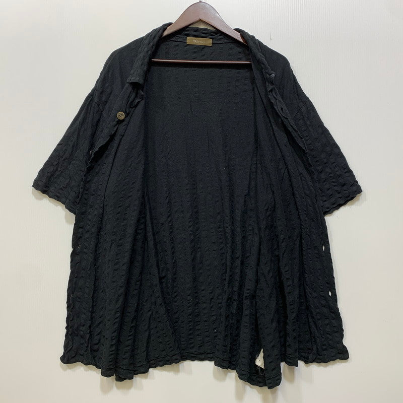【中古品】【メンズ】 Y'S FOR MEN ワイズ フォー メン HERRINGBONE OPEN COLLAR SS SHIRT ヘリンボーン オープン カラー ショートスリーブ シャツ トップス 半袖 140-260905-cs-26-izu サイズ：不明 カラー：ブラック 万代Net店