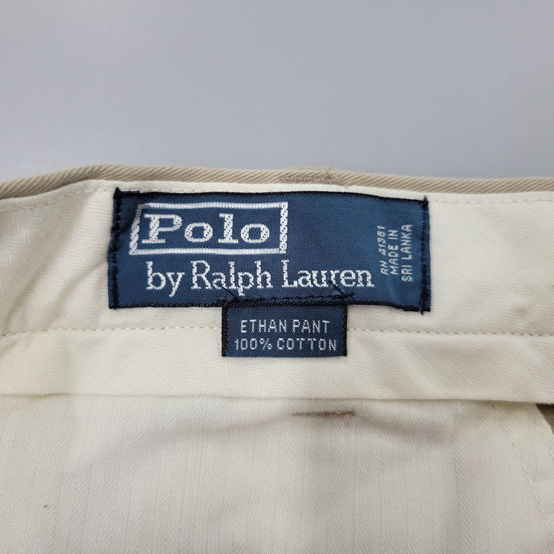 【中古品】【メンズ】 POLO BY RALPH LAUREN ポロバイラルフローレン 90S 2-TUCK タック CHINO PANTS チノ パンツ ズボン ボトムス 157-260906-ya-04-izu サイズ：34/32 カラー：ベージュ 万代Net店