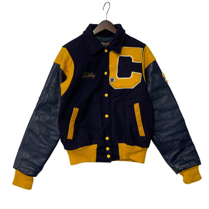 【中古品】【メンズ】 FORDHAM フォーダム 襟付き 70-80S WOOL×LEATHER VARSITY JACKET ウール レザー バーシティ ジャケット アウター 146-260825-cs-12-izu サイズ：38 カラー：ネイビー×イエロー 万代Net店