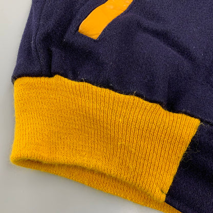 【中古品】【メンズ】 FORDHAM フォーダム 襟付き 70-80S WOOL×LEATHER VARSITY JACKET ウール レザー バーシティ ジャケット アウター 146-260825-cs-12-izu サイズ：38 カラー：ネイビー×イエロー 万代Net店