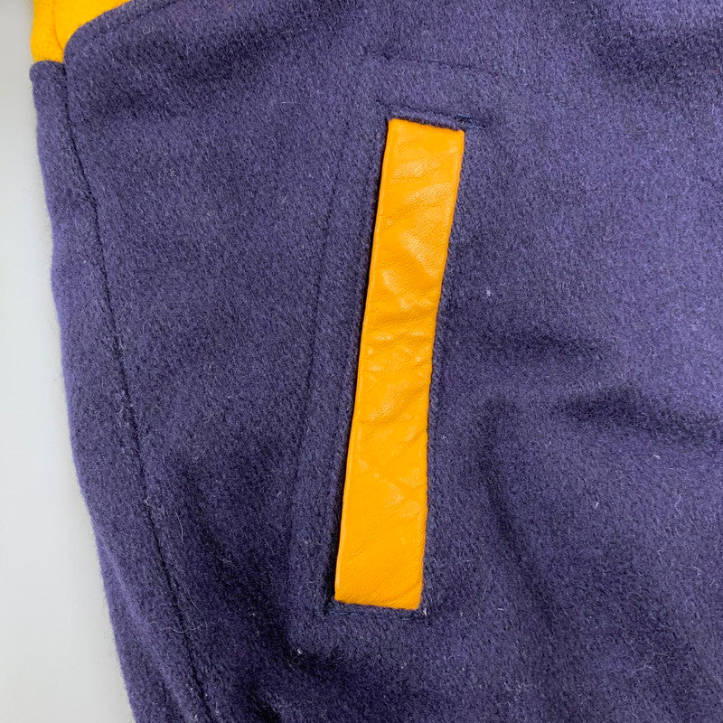 【中古品】【メンズ】 FORDHAM フォーダム 襟付き 70-80S WOOL×LEATHER VARSITY JACKET ウール レザー バーシティ ジャケット アウター 146-260825-cs-12-izu サイズ：38 カラー：ネイビー×イエロー 万代Net店
