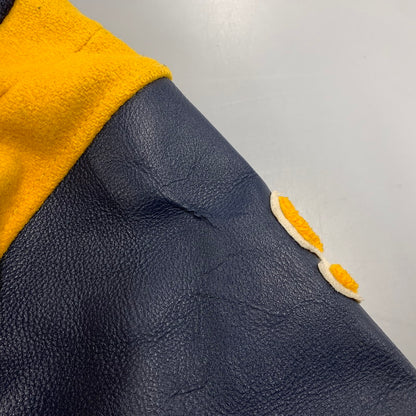 【中古品】【メンズ】 FORDHAM フォーダム 襟付き 70-80S WOOL×LEATHER VARSITY JACKET ウール レザー バーシティ ジャケット アウター 146-260825-cs-12-izu サイズ：38 カラー：ネイビー×イエロー 万代Net店