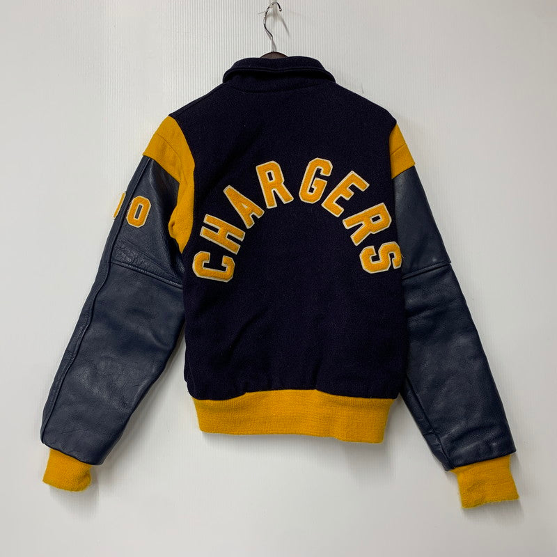 【中古品】【メンズ】 FORDHAM フォーダム 襟付き 70-80S WOOL×LEATHER VARSITY JACKET ウール レザー バーシティ ジャケット アウター 146-260825-cs-12-izu サイズ：38 カラー：ネイビー×イエロー 万代Net店