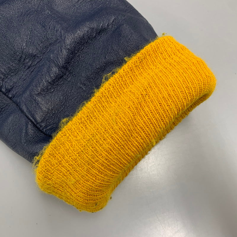 【中古品】【メンズ】 FORDHAM フォーダム 襟付き 70-80S WOOL×LEATHER VARSITY JACKET ウール レザー バーシティ ジャケット アウター 146-260825-cs-12-izu サイズ：38 カラー：ネイビー×イエロー 万代Net店